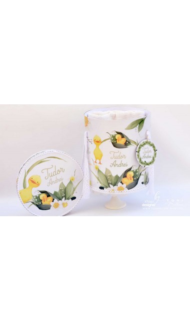 Trusou botez cu ratuste, narcise si flori de margaritar Mac Mac 34